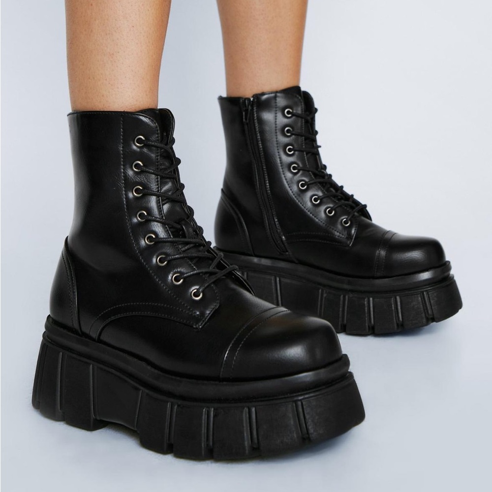 Nasty Gal chunky faux leather boots